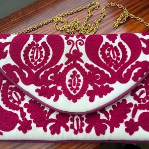 Francesca's Collections Pink and White Clutch